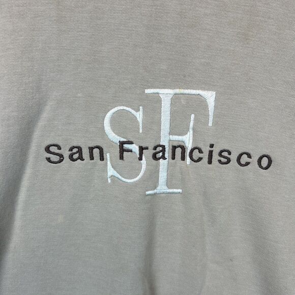 Vintage American Twist San Francisco sweatshirt Embroidered Tan XL Made In USA - Picture 2 of 13